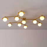 Modern Gold Finish Ceiling Light With Unique Molecule Design And White Glass Shade 10 /