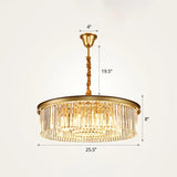 Modern Gold Finish Crystal Ceiling Chandelier For Living Room / 25.5’