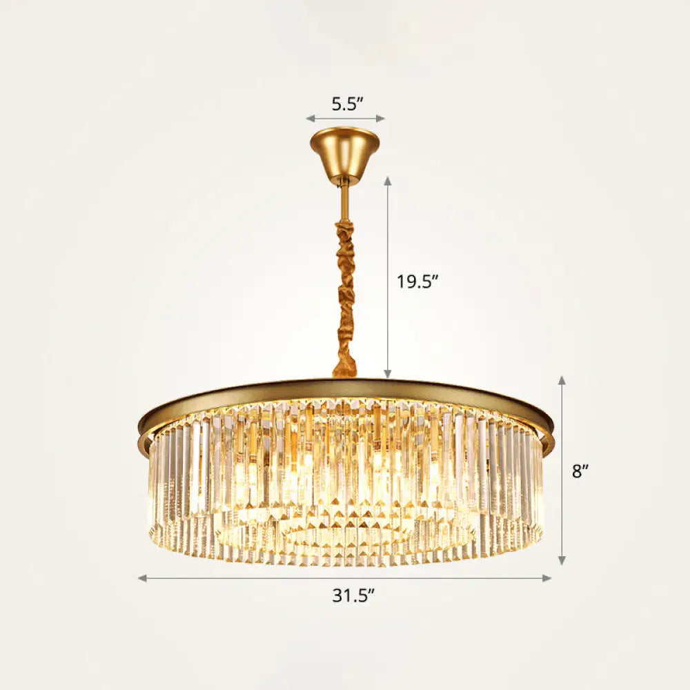Modern Gold Finish Crystal Ceiling Chandelier For Living Room / 31.5’