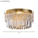 Modern Gold Finish Flush Mount Ceiling Light With Crystal Rods - 3/5/6 Heads 3 - Sided Clear