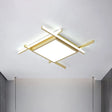 Modern Gold Finish Led Aluminum Square Flush - Mount Light Fixture - 18’/23’ Wide Warm/White /