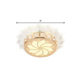 Modern Gold Finish Led Ceiling Lamp With Clear Crystal Cherry Blossom Design And Multi-Color