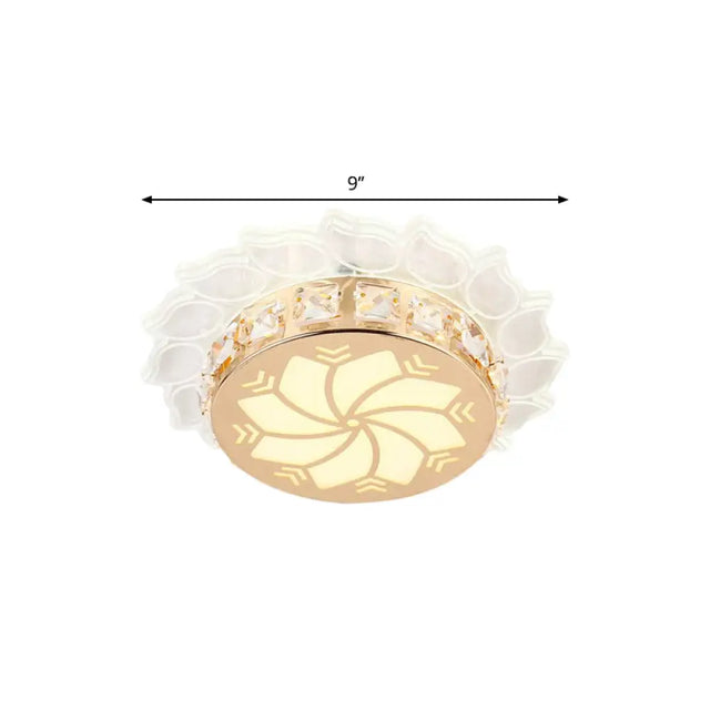 Modern Gold Finish Led Ceiling Lamp With Clear Crystal Cherry Blossom Design And Multi-Color