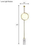 Modern Gold Finish Round Panel Led Floor Lamp - Metallic Stand Up Light For Living Room