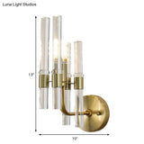 Modern Gold Finish Wall Sconce With Clear Crystal Pipe - Perfect For Hallway