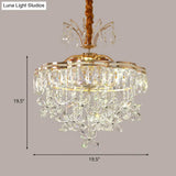 Modern Gold Flower Crystal Chandelier - 8 Lights Clear Dining Room Pendant Light Kit