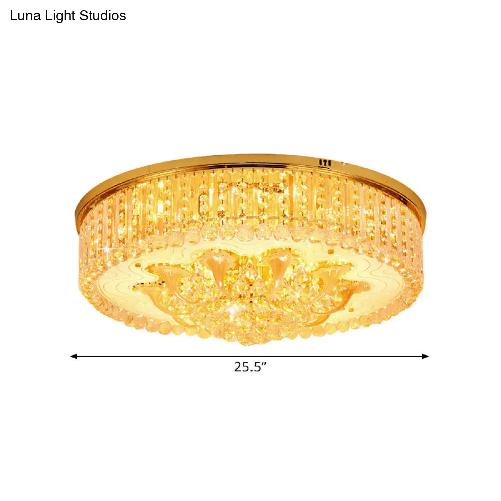Modern Gold Flush Mount Ceiling Light With Crystal Stands