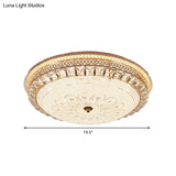 Modern Gold Flush Mount Ceiling Light With Opal Glass Led And Crystal Accent - 16’/19.5’ W