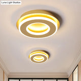 Modern Gold Flushmount Ceiling Light With Warm/White Led - Square Or Round Shape