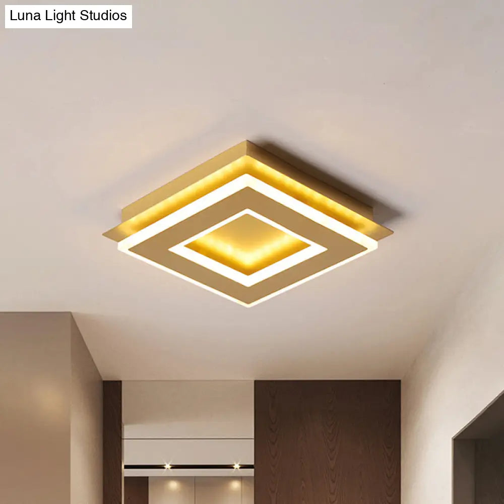 Modern Gold Flushmount Ceiling Light With Warm/White Led - Square Or Round Shape