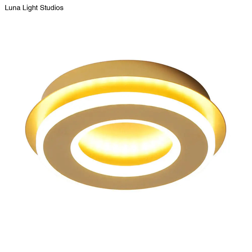 Modern Gold Flushmount Ceiling Light With Warm/White Led - Square Or Round Shape