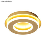 Modern Gold Flushmount Ceiling Light With Warm/White Led - Square Or Round Shape