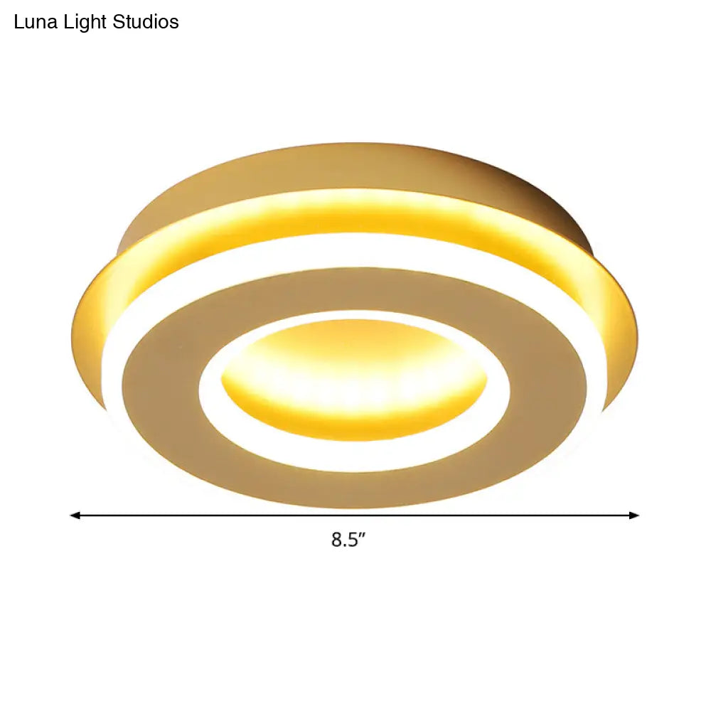 Modern Gold Flushmount Ceiling Light With Warm/White Led - Square Or Round Shape
