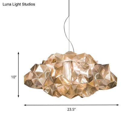Modern Gold Geometric Chandelier - Clear Acrylic 4-Light Pendant Fixture