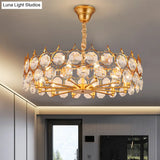 Modern Gold Geometric Chandelier Pendant Light With Crystal Beveled Detailing