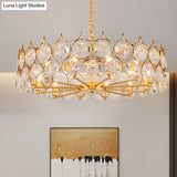 Modern Gold Geometric Chandelier Pendant Light With Crystal Beveled Detailing