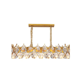 Modern Gold Geometric Chandelier Pendant Light With Crystal Beveled Detailing / Small Rectangle