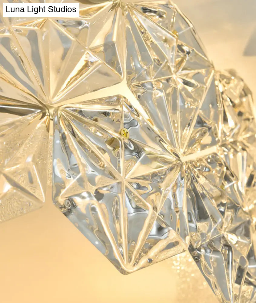 Modern Gold Geometric Crystal Flushmount Ceiling Lamp - Bedroom Lighting
