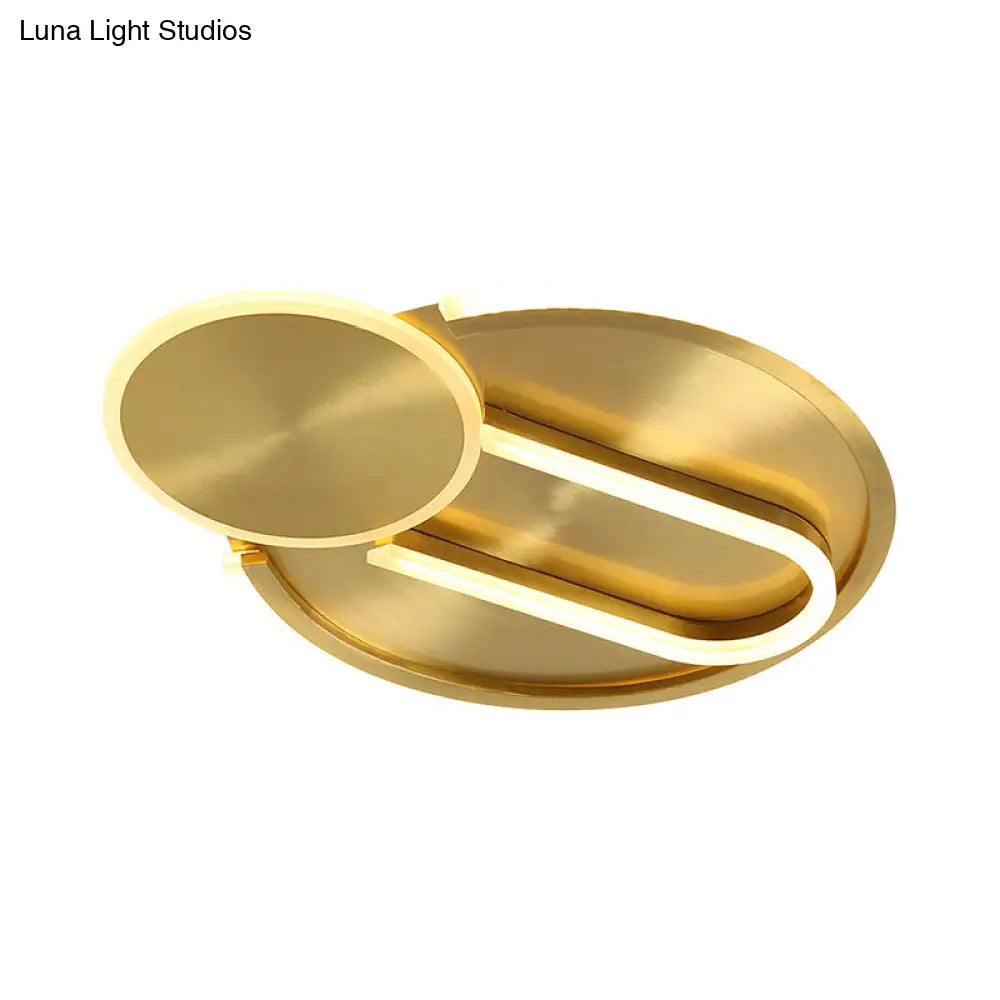 Modern Gold Geometric Flush Mount Led Ceiling Light Fixture In 3 Colors/White For Bedroom