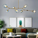 Modern Gold Glass Chandelier: Adjustable Branch 7-Light Hanging Fixture For Parlor Blue