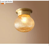 Modern Gold Glass Round Flush Mount Ceiling Light Fixture