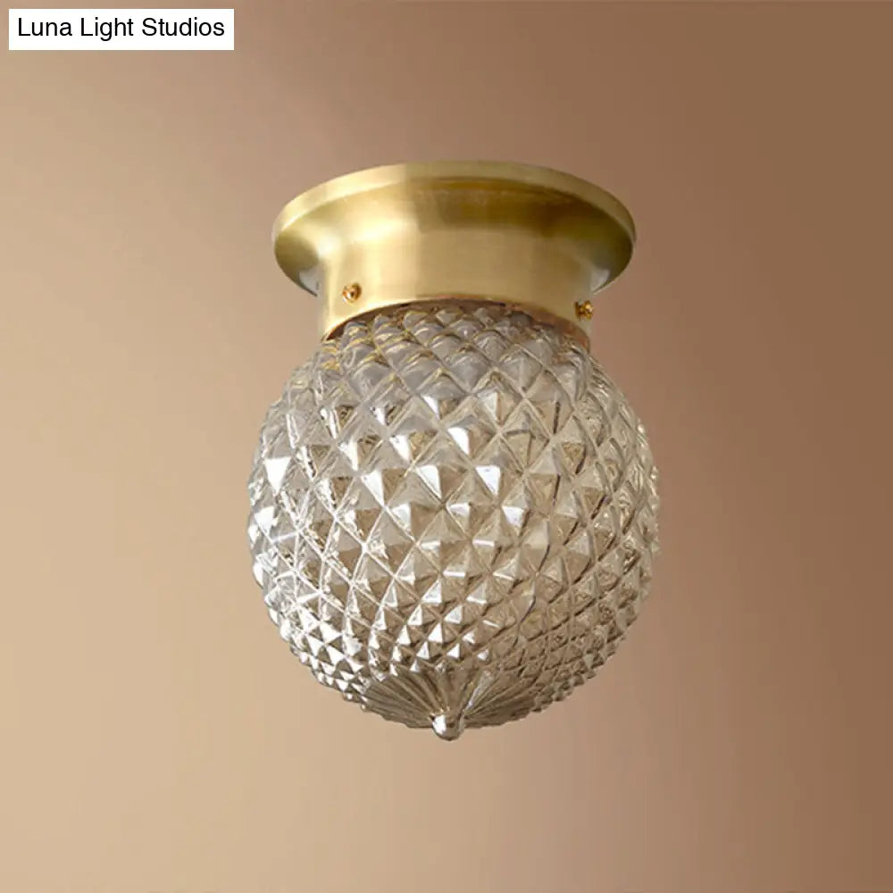 Modern Gold Glass Round Flush Mount Ceiling Light Fixture