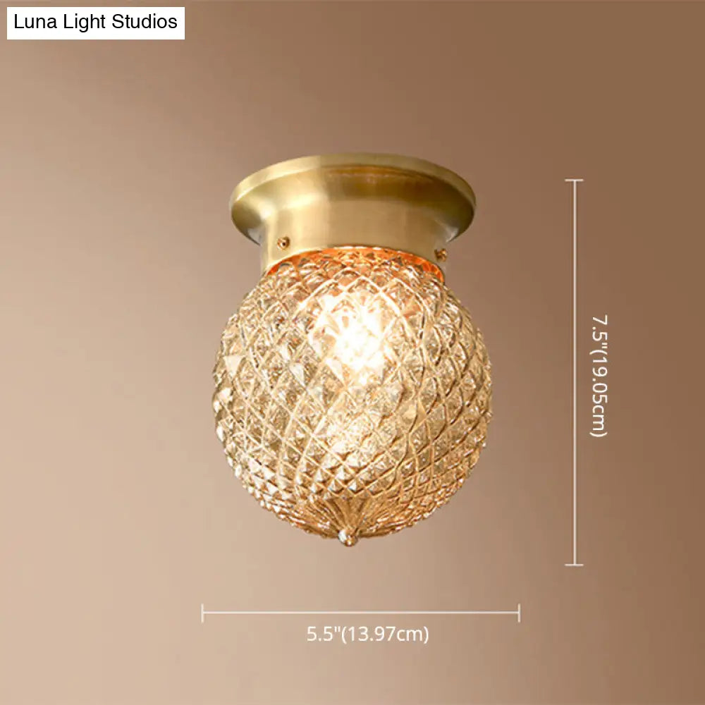 Modern Gold Glass Round Flush Mount Ceiling Light Fixture