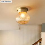 Modern Gold Glass Round Flush Mount Ceiling Light Fixture