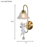 Modern Gold Glass Sconce Light With Resin Deco - 1-Light Wall Lamp