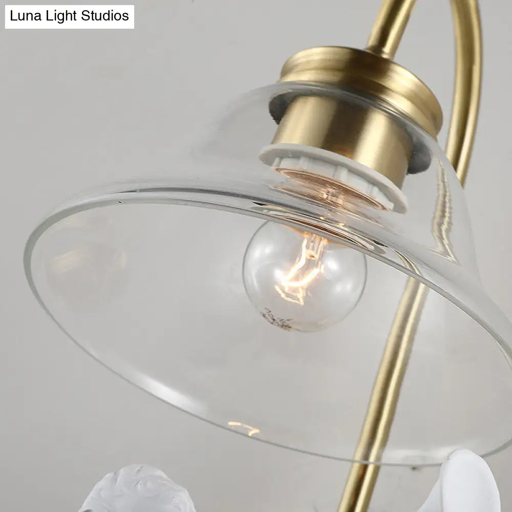 Modern Gold Glass Sconce Light With Resin Deco - 1-Light Wall Lamp