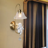 Modern Gold Glass Sconce Light With Resin Deco - 1-Light Wall Lamp / A