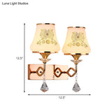 Modern Gold Glass Wall Lamp With 2 Heads - Jar-Shaped Bedside Fixture