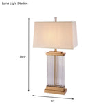 Modern Gold Hand-Cut Crystal Nightstand Lamp With Rectangular Head - Perfect For Reading