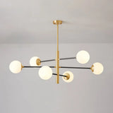 Modern Gold Hanging Chandelier With Satin Opal Glass Ceiling Light For Living Room 6 / Black