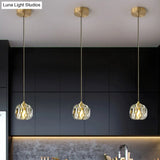 Modern Gold Hanging Lamp - Carved Crystal Shape Dining Room Ceiling Pendant