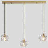 Modern Gold Hanging Lamp - Carved Crystal Shape Dining Room Ceiling Pendant / Linear