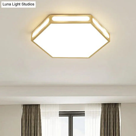 Modern Gold Hexagon Led Flush Mount Ceiling Light For Bedroom