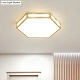 Modern Gold Hexagon Led Flush Mount Ceiling Light For Bedroom