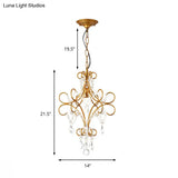 Modern Gold Iron Bent Arm Pendant Light Fixture With Glass Strand - 1 Hanging
