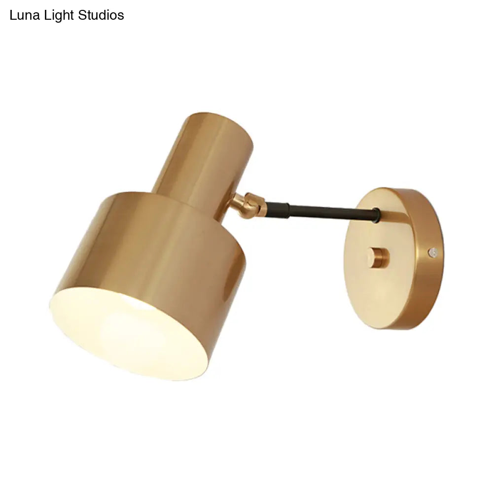 Modern Gold Iron Wall Sconce Light With Adjustable Arm - Round Bulb Design