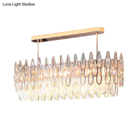 Modern Gold Island Lighting With Crystal Tiers And 10 Lights