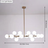 Modern Gold Island Pendant Lighting With 16 Lights - Spherical Glass Ceiling Light For Living Room