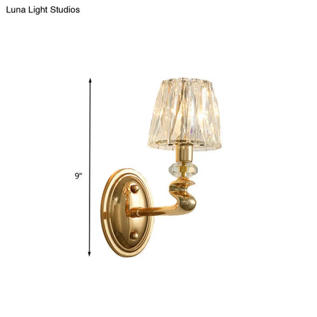 Modern Gold K9 Crystal Wall Sconce Light For Bedroom