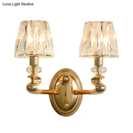 Modern Gold K9 Crystal Wall Sconce Light For Bedroom