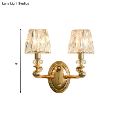 Modern Gold K9 Crystal Wall Sconce Light For Bedroom