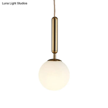 Modern Gold Kitchen Pendant Light With White Glass Shade 1-Light Multiple Sizes