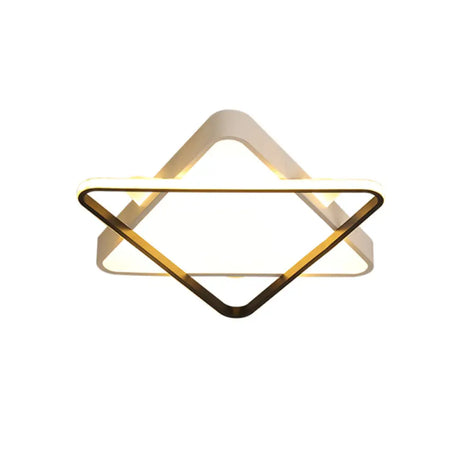 Modern Gold Led Bedroom Ceiling Light Fixture - Double Triangle Acrylic Shade Warm/White 18/23.5