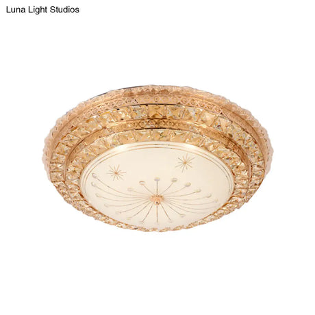 Modern Gold Led Bedroom Ceiling Light With Crystal Bowl Shade