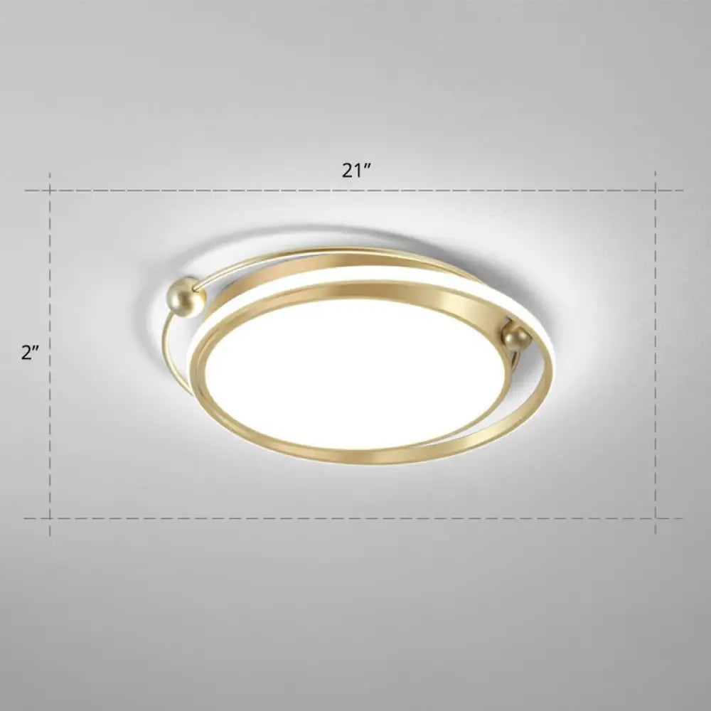 Modern Gold Led Ceiling Light With Halo Ring Flush Mount For Bedroom / 21’ White