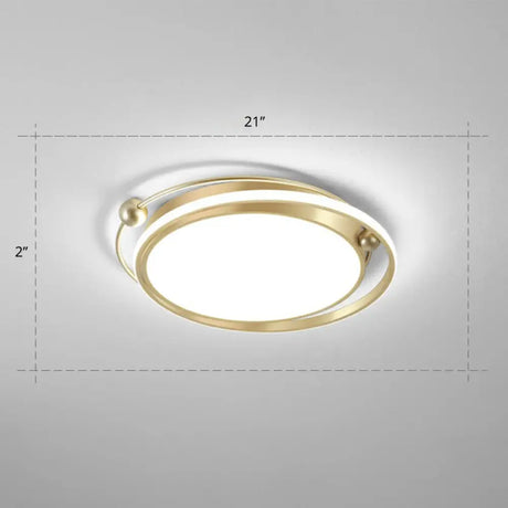Modern Gold Led Ceiling Light With Halo Ring Flush Mount For Bedroom / 21’ White